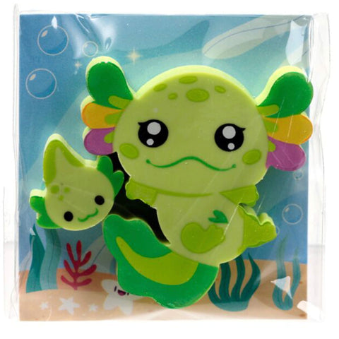 Axolotl Radiergummi 2er Set Grün