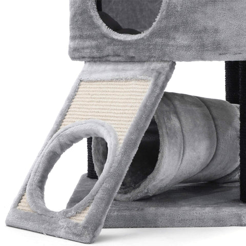 Katzen Kratzbaum 141 cm Grau & Schwarz