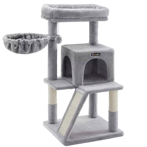 Arbre à chat avec griffoir 96 cm gris et beige