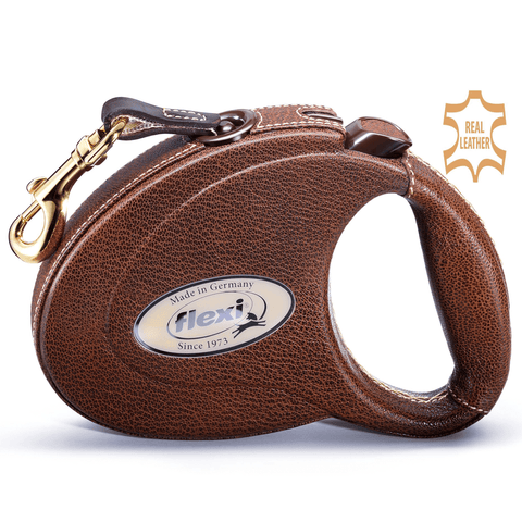 Flexi Leather dunkelbraun Gurt Rolleine 5 m für Hunde bis 25 kg