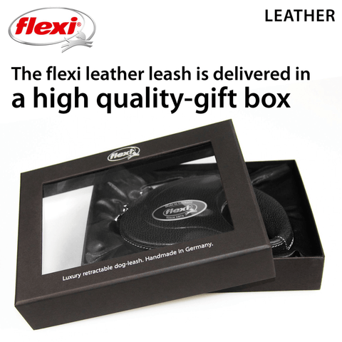 Flexi Leather schwarz Gurt Rolleine 5 m für Hunde bis 25 kg