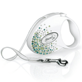 Flexi Glam Splash Leaf S Pearl-white Gurt Rolleine 3 m für Hunde bis 12 kg