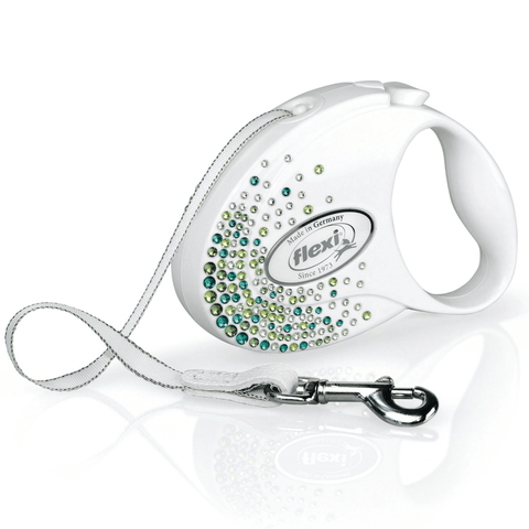Flexi Glam Splash Leaf S Pearl-white Gurt Rolleine 3 m für Hunde bis 12 kg