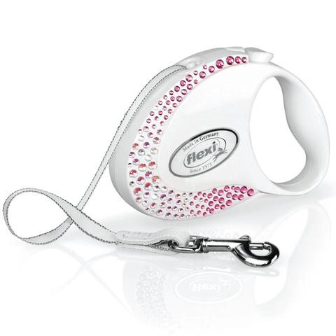 Flexi Glam Composition S Pearl-white Gurt Rolleine 3 m für Hunde bis 12 kg